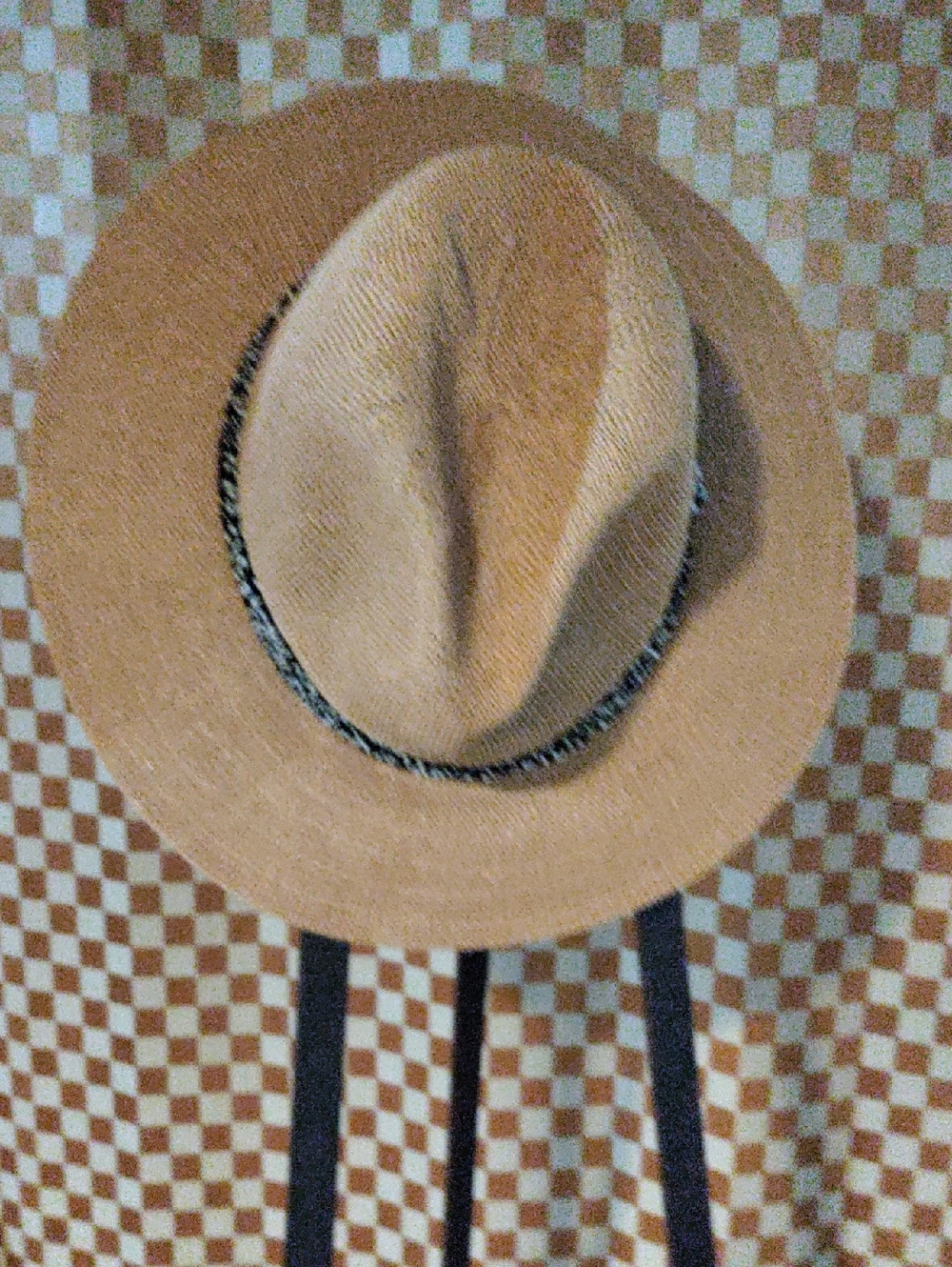 Men's Classic Tan Wool Fedora Hat with Braided Band